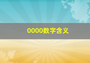 0000数字含义