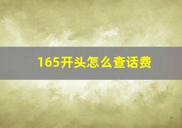 165开头怎么查话费