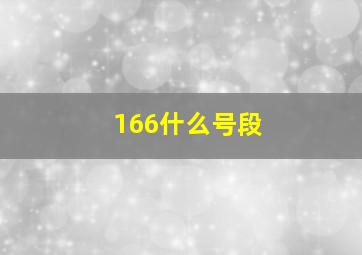 166什么号段