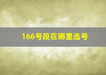 166号段在哪里选号