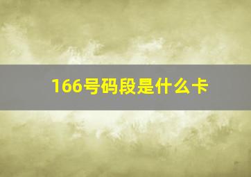 166号码段是什么卡