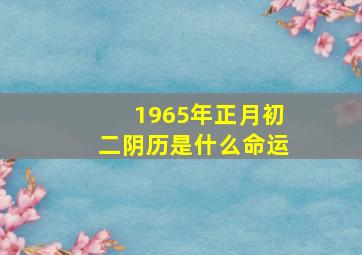 1965年正月初二阴历是什么命运