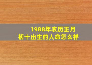 1988年农历正月初十出生的人命怎么样