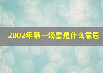 2002年第一场雪是什么意思