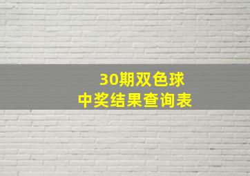 30期双色球中奖结果查询表