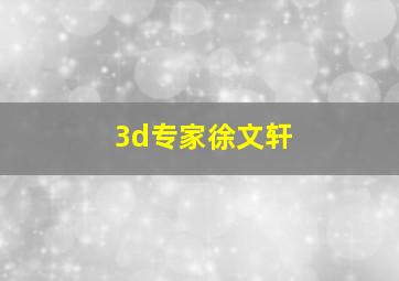 3d专家徐文轩