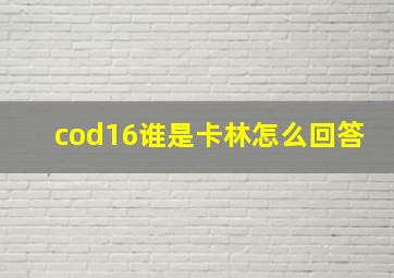 cod16谁是卡林怎么回答