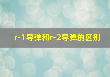 r-1导弹和r-2导弹的区别