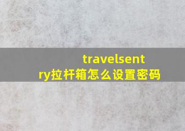 travelsentry拉杆箱怎么设置密码