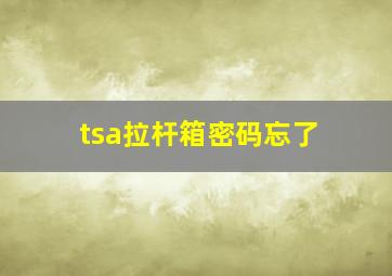 tsa拉杆箱密码忘了