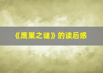 《鹰巢之谜》的读后感