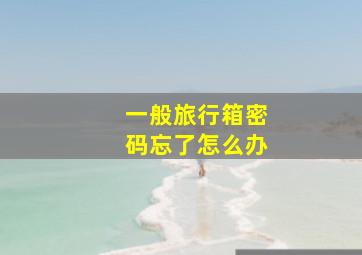 一般旅行箱密码忘了怎么办