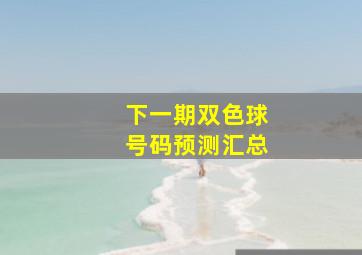 下一期双色球号码预测汇总