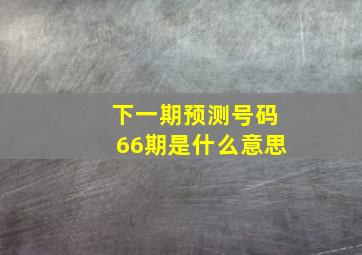 下一期预测号码66期是什么意思