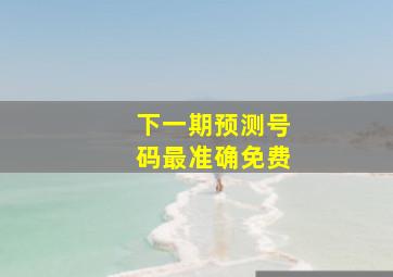 下一期预测号码最准确免费