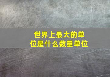 世界上最大的单位是什么数量单位