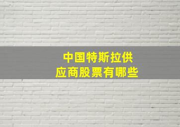 中国特斯拉供应商股票有哪些