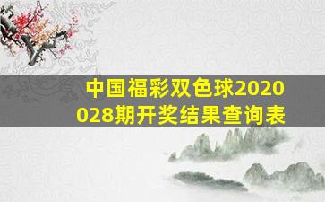 中国福彩双色球2020028期开奖结果查询表