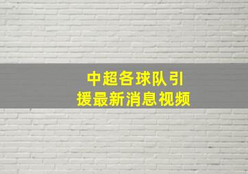 中超各球队引援最新消息视频