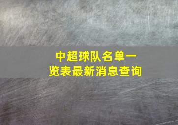 中超球队名单一览表最新消息查询