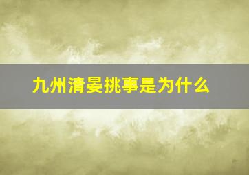 九州清晏挑事是为什么