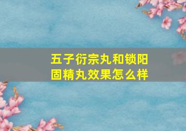 五子衍宗丸和锁阳固精丸效果怎么样