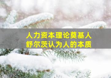 人力资本理论奠基人舒尔茨认为人的本质