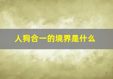 人狗合一的境界是什么