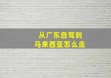 从广东自驾到马来西亚怎么走