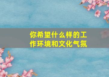 你希望什么样的工作环境和文化气氛