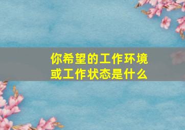 你希望的工作环境或工作状态是什么