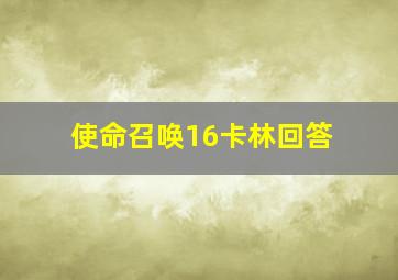 使命召唤16卡林回答