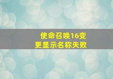 使命召唤16变更显示名称失败