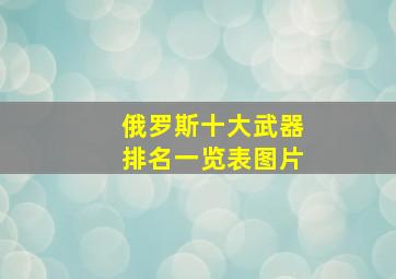 俄罗斯十大武器排名一览表图片