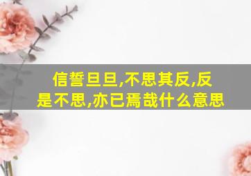 信誓旦旦,不思其反,反是不思,亦已焉哉什么意思