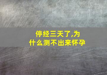 停经三天了,为什么测不出来怀孕