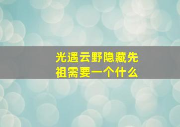 光遇云野隐藏先祖需要一个什么