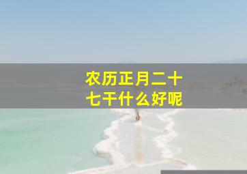 农历正月二十七干什么好呢