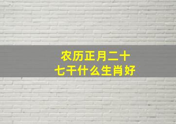 农历正月二十七干什么生肖好