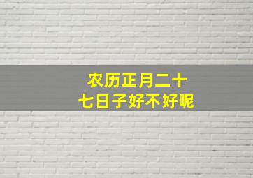 农历正月二十七日子好不好呢