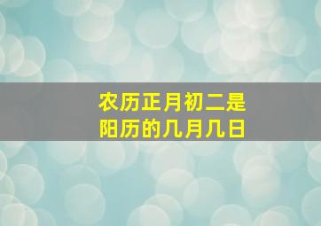 农历正月初二是阳历的几月几日