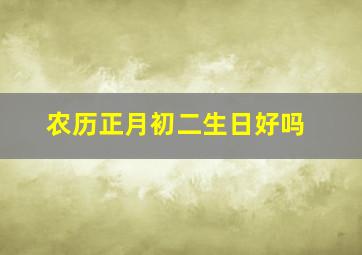 农历正月初二生日好吗