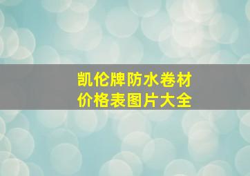 凯伦牌防水卷材价格表图片大全