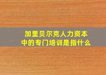 加里贝尔克人力资本中的专门培训是指什么