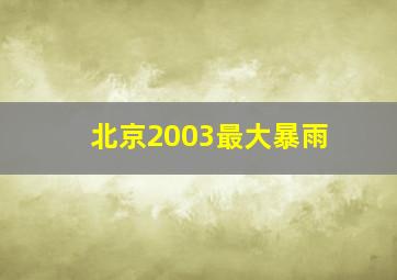 北京2003最大暴雨