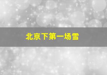 北京下第一场雪