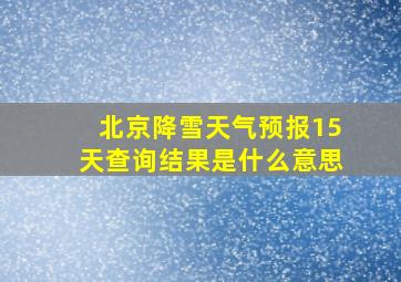 北京降雪天气预报15天查询结果是什么意思