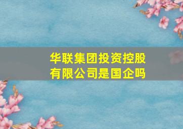 华联集团投资控股有限公司是国企吗