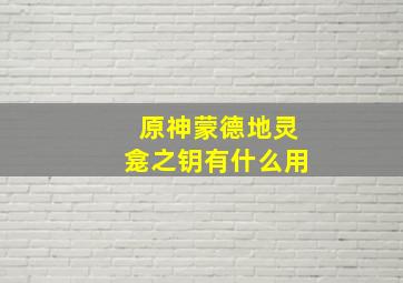 原神蒙德地灵龛之钥有什么用