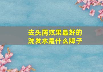 去头屑效果最好的洗发水是什么牌子